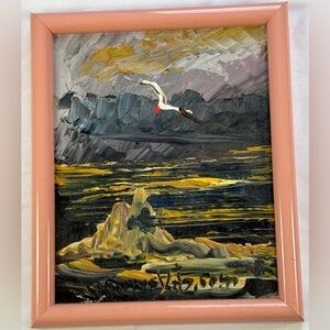 Morris Katz Oil Board Painting Signed ART Abstract Impressionist Bird Shore Seas